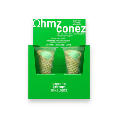 OHMZ Conez Pseudo 7-hydroxymitragynine Pistachio Cones 50mg Box