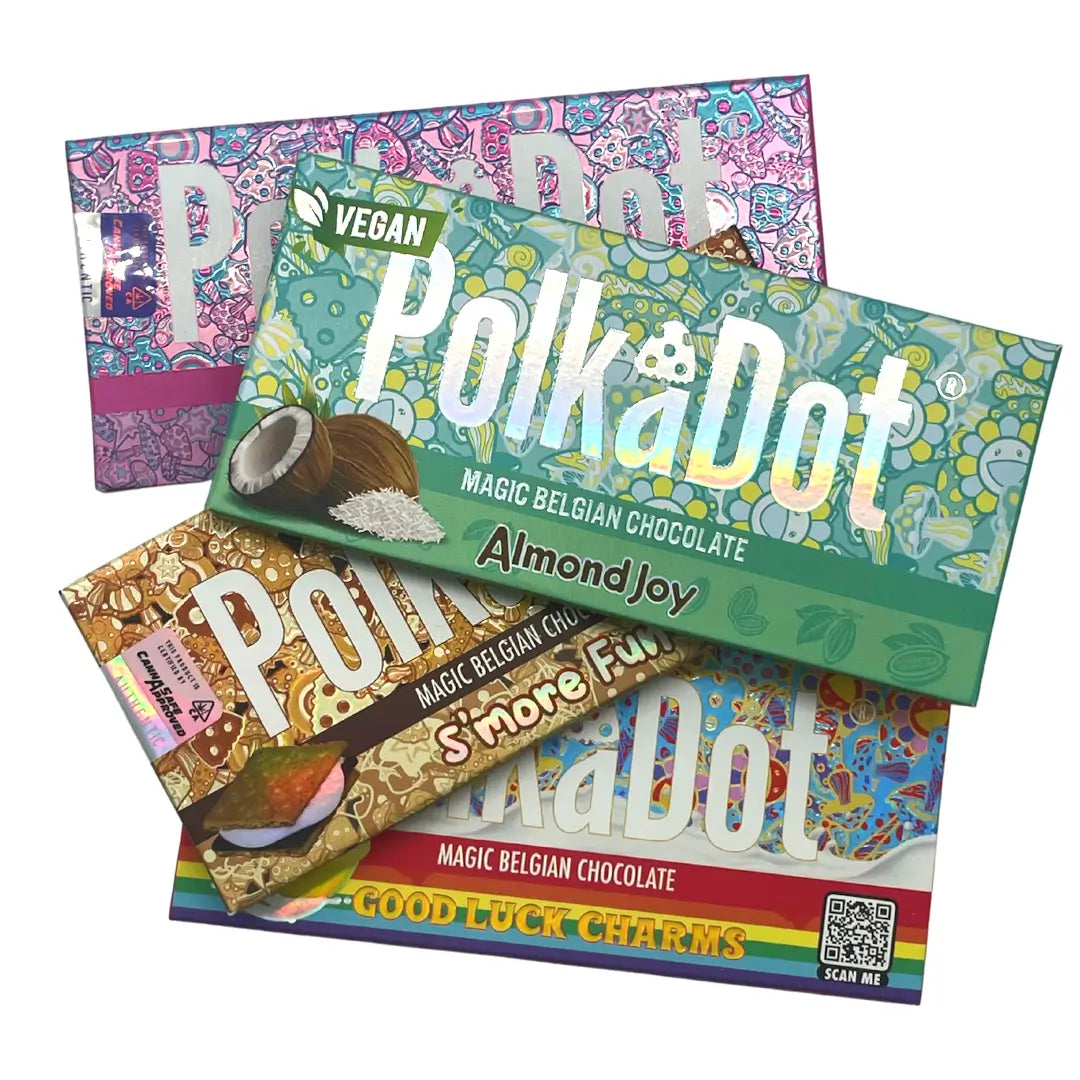 PolkaDot Mushroom Magic Blend-Belgian White Chocolate-Pink Cheesecake (20pc/10g bar)