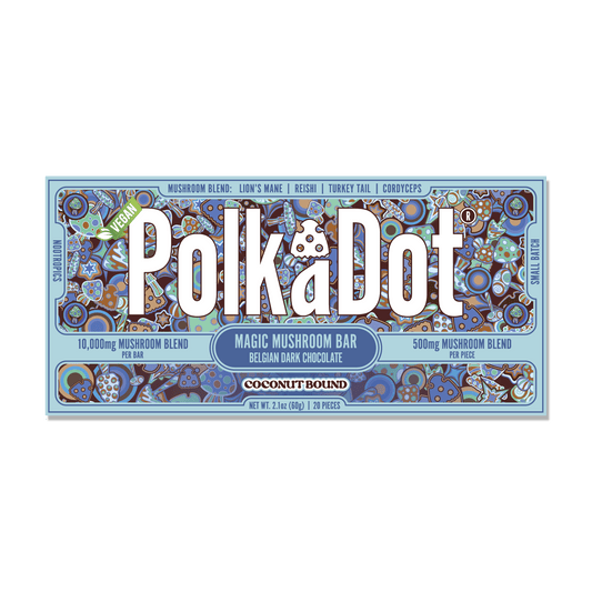 PolkaDot Amanita Mushroom Supplement-Belgian Dark Chocolate-Coconunt Bound (20pc/10g bar) (Copy)