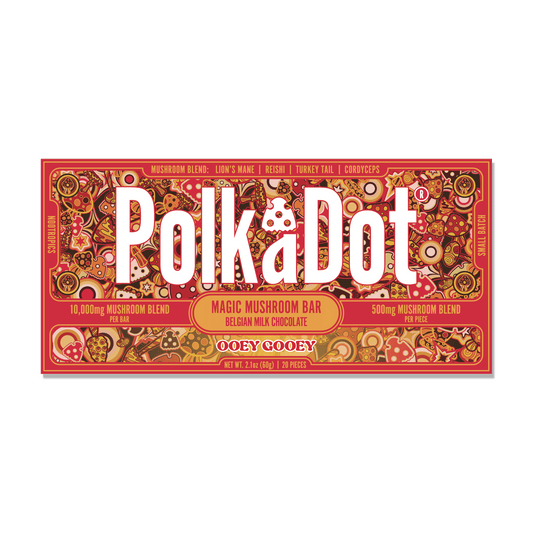 PolkaDot Magic Mushroom Bar Belgian Milk Chocolate Ooey Gooey
